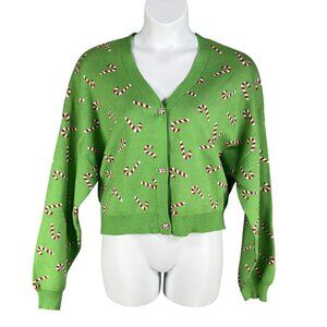 Grayson Threads NWT Womens 2X Candy Cane Christmas Cardigan Candy Theme Buttons